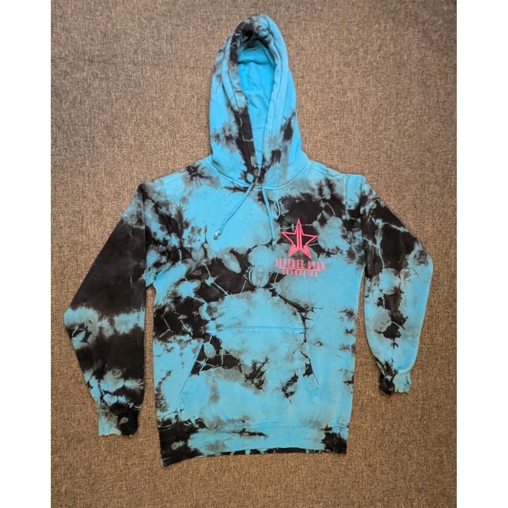 Jeffree Star Cosmetics Blue Tie Dye Hoodie‎ Pink Star Logo Pullover S Sweatshirt